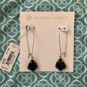 NWT Kendra Scott Carinne Silver & Black Earrings